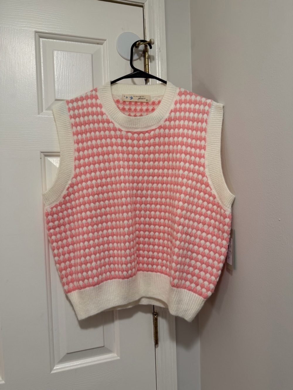 Lizard Thicket Pink and Cream Textured Knit Sweater Vest
